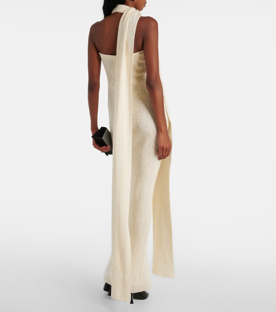 Scarf-detail linen and cotton maxi dress