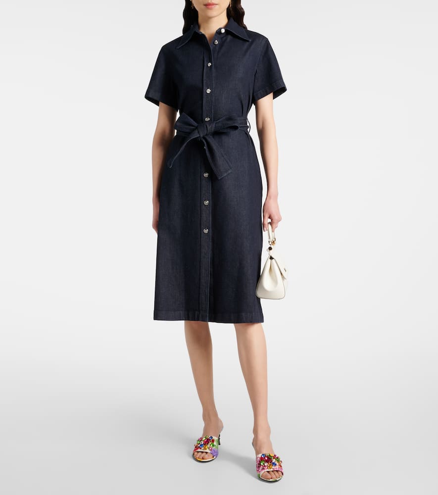 Belted denim shirt dress