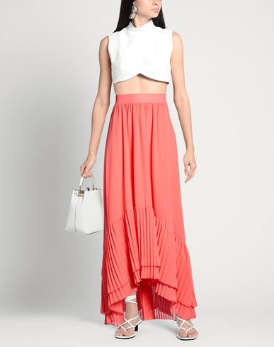 Woman Maxi skirt Coral Size 4 Polyester