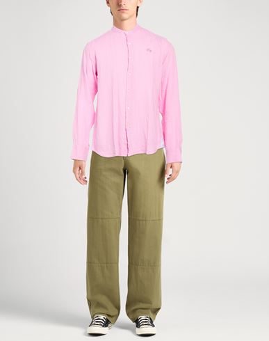 Man Shirt Pink Size XL Linen, Cotton