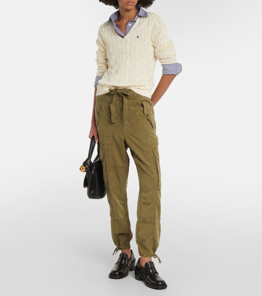 High-rise canvas cargo pants