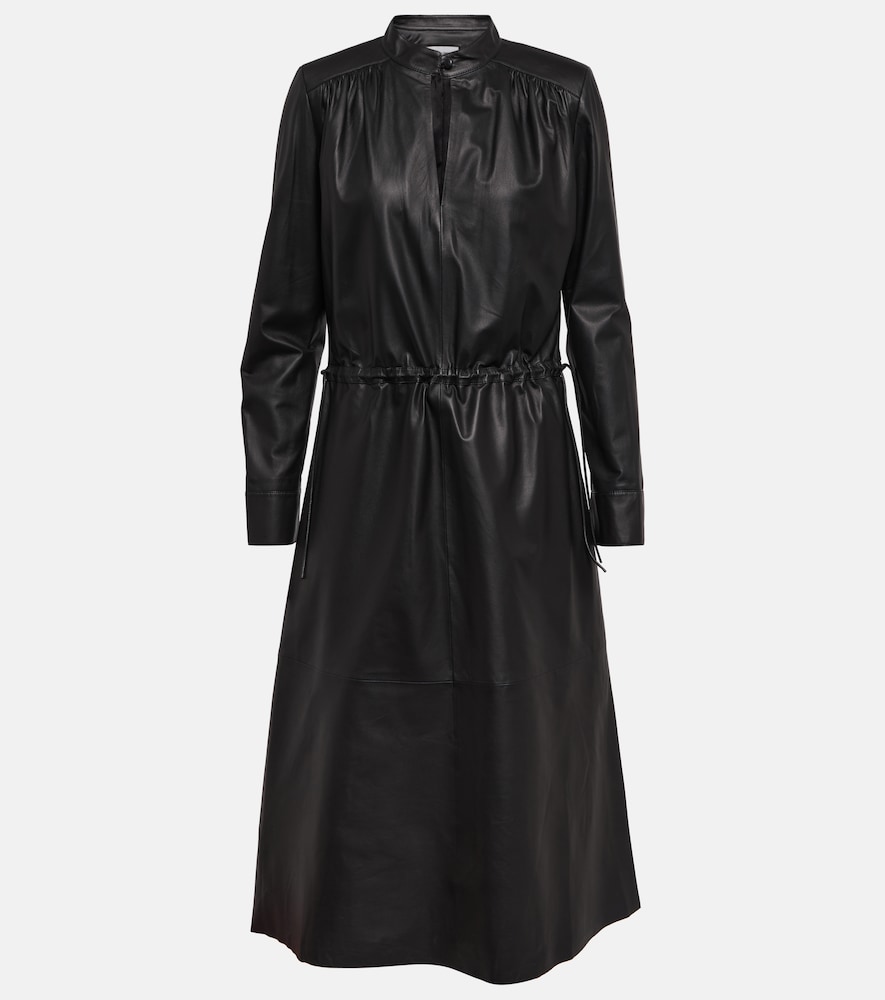 Leather midi dress