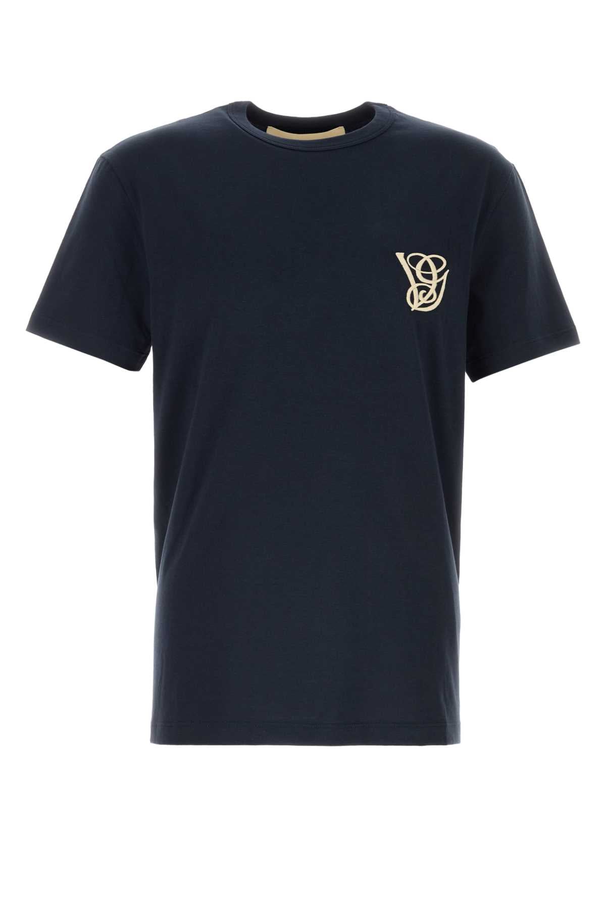 Logo-Embroidered Cotton T-Shirt — Navy