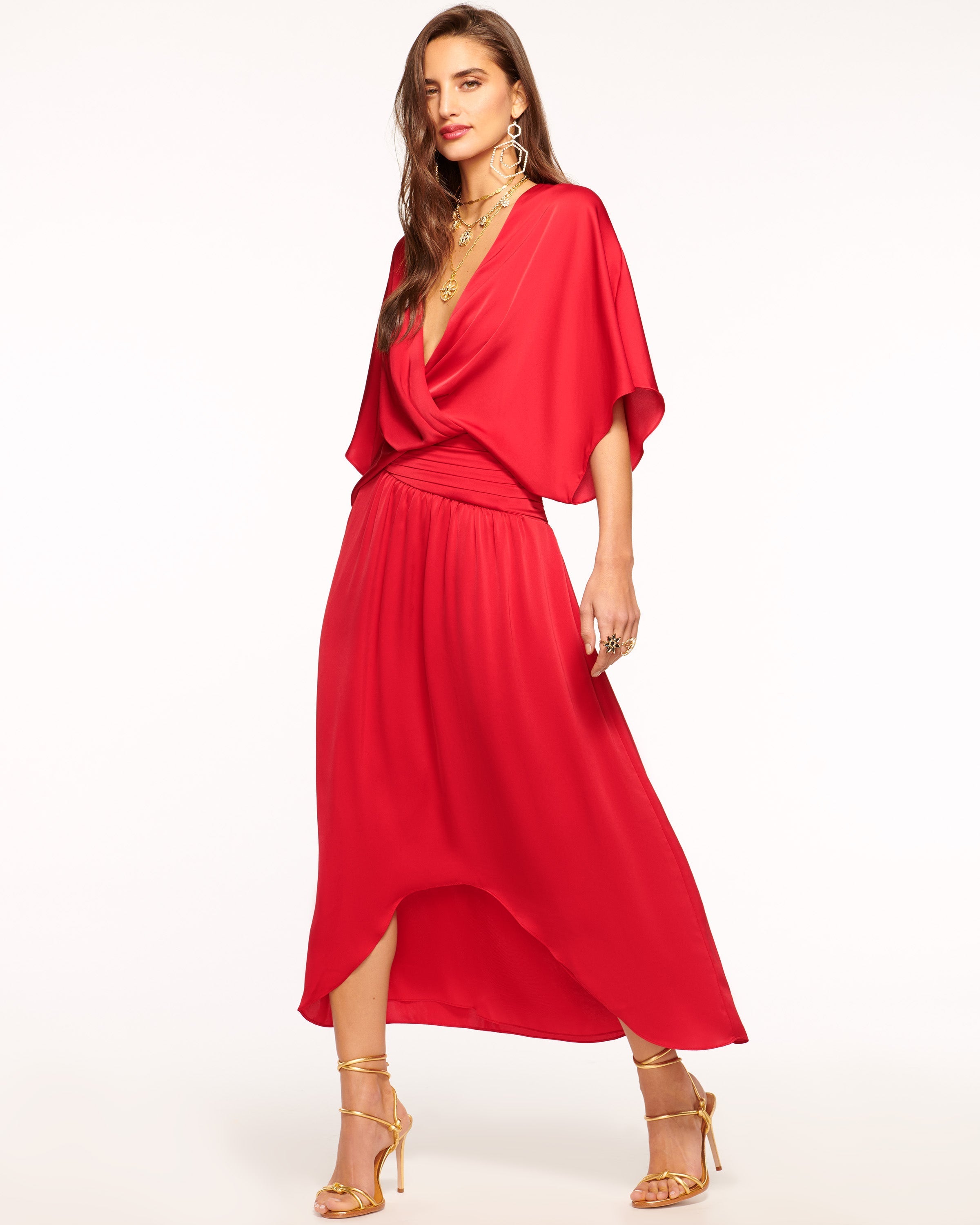 Adiel Wrap Midi Dress in Navy