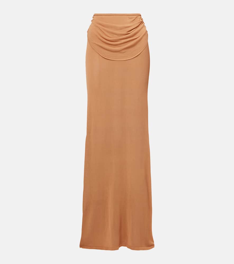 Draped semi-sheer maxi skirt
