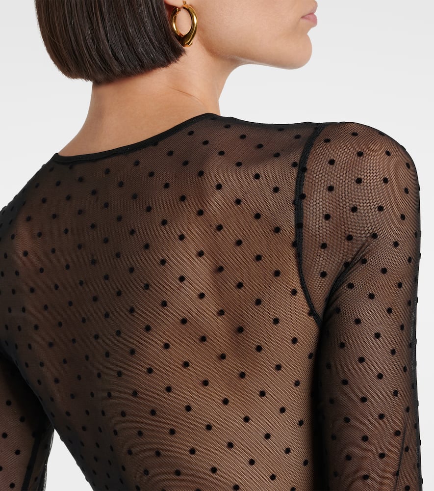 Wardrobe. NYC Polka-dot sheer mesh bodysuit