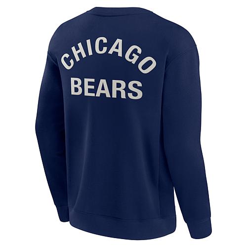 Unisex Fanatics Signature Navy Chicago Bears Super Soft Pullover Crew Sweatshirt