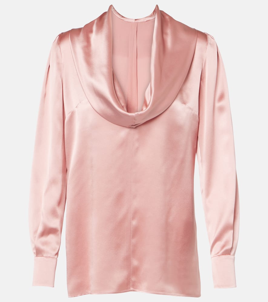 Draped silk satin blouse