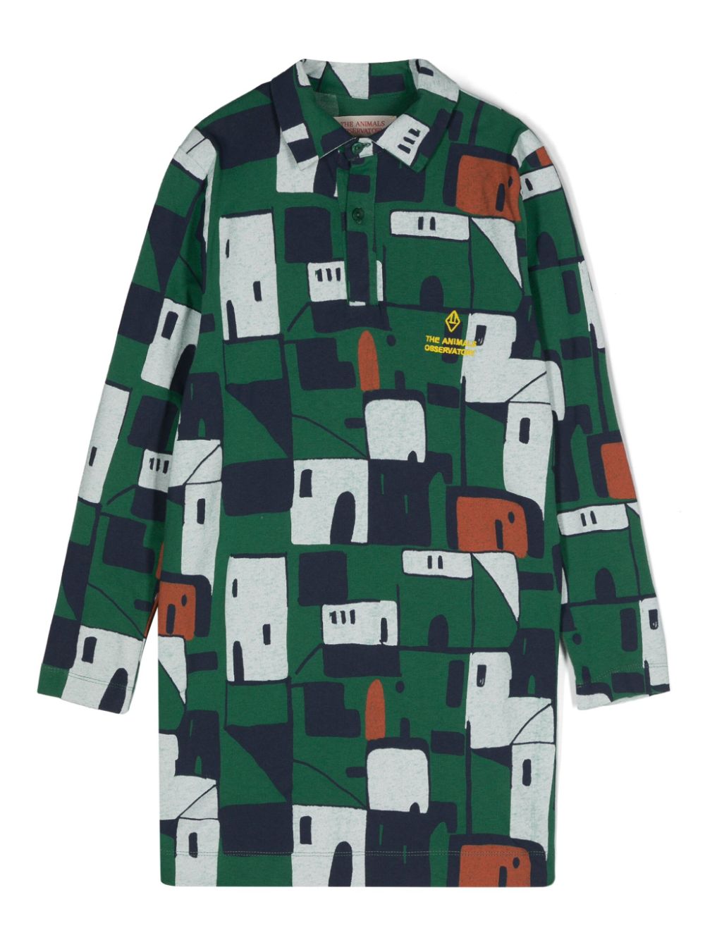 Dragon house-print dress - Green