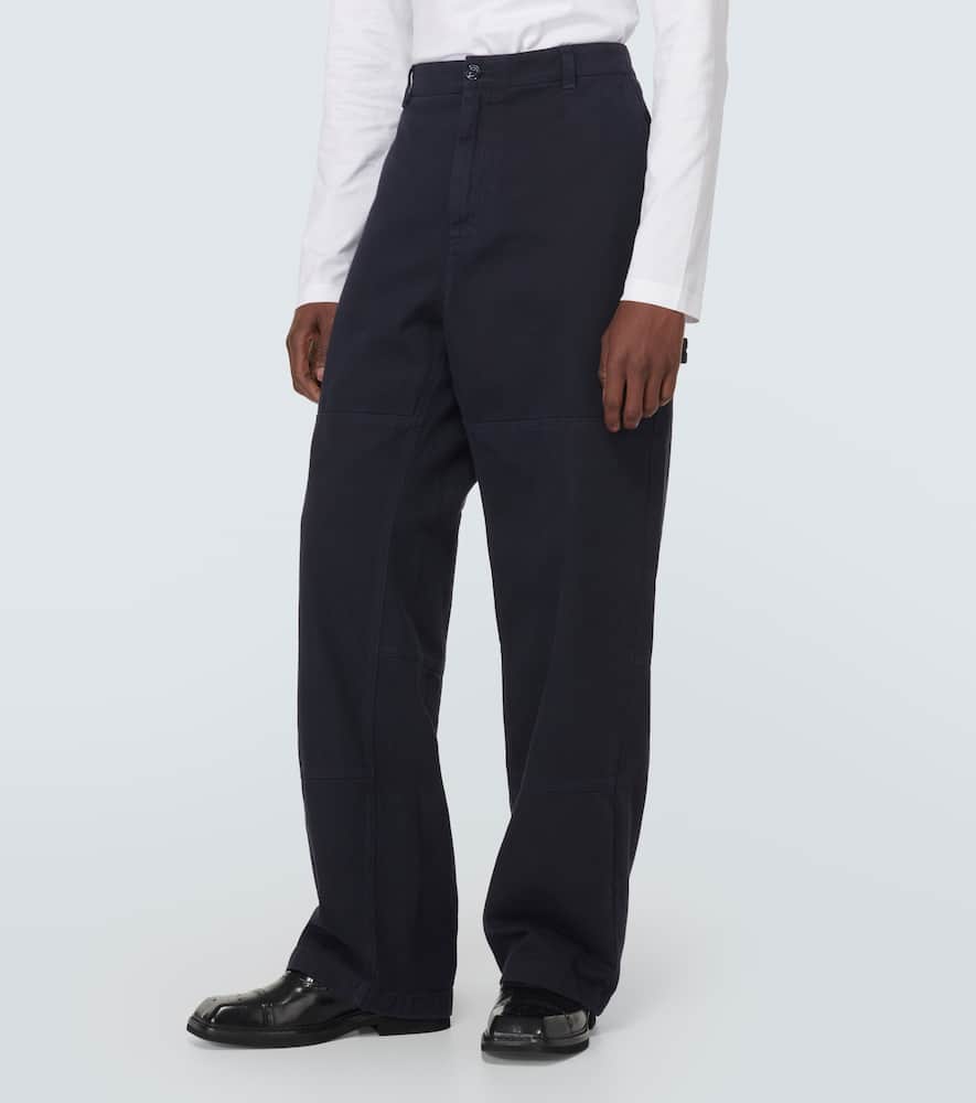 Mid-rise straight cotton pants