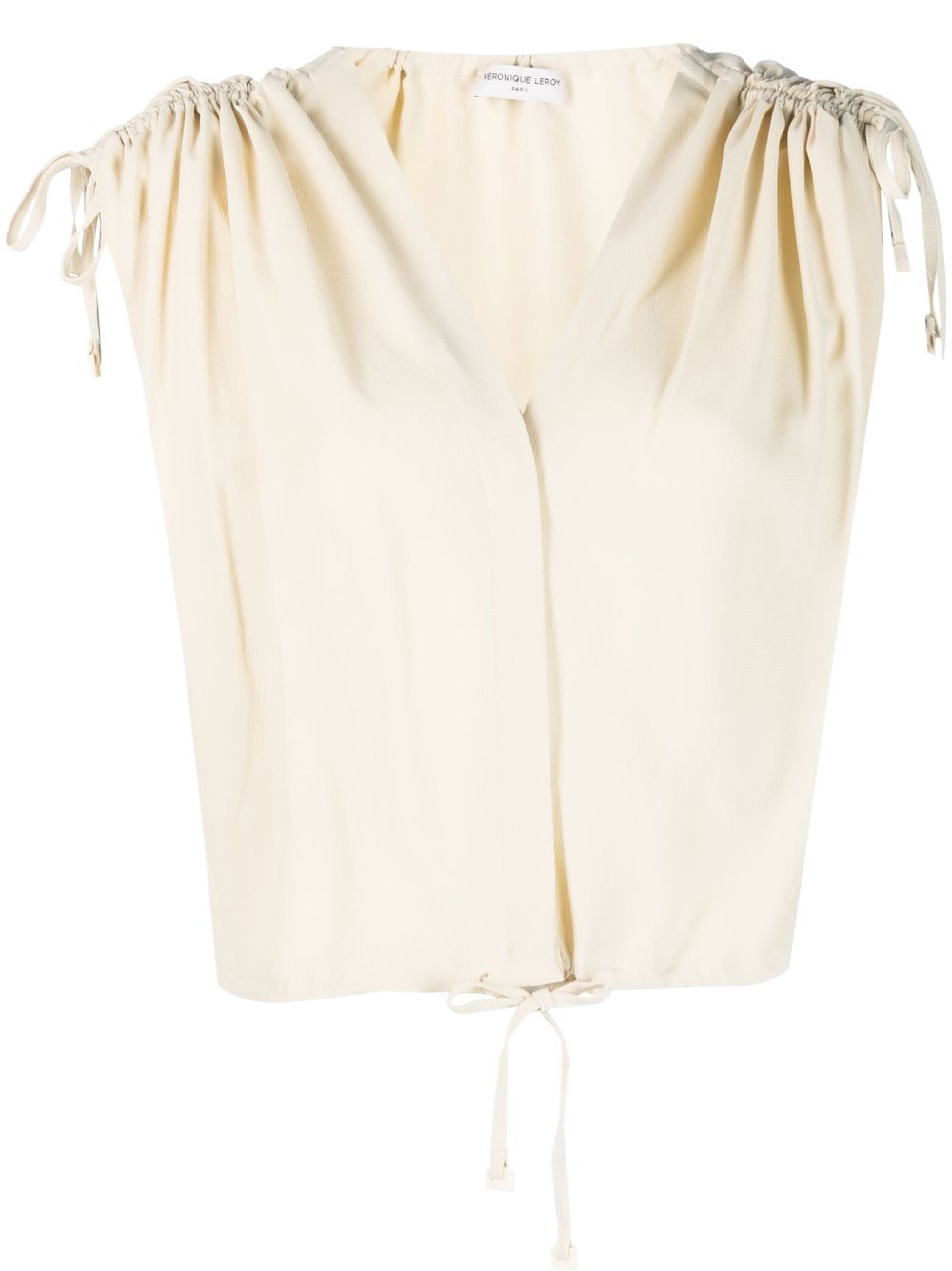 Draped-shoulder cropped top - Neutrals