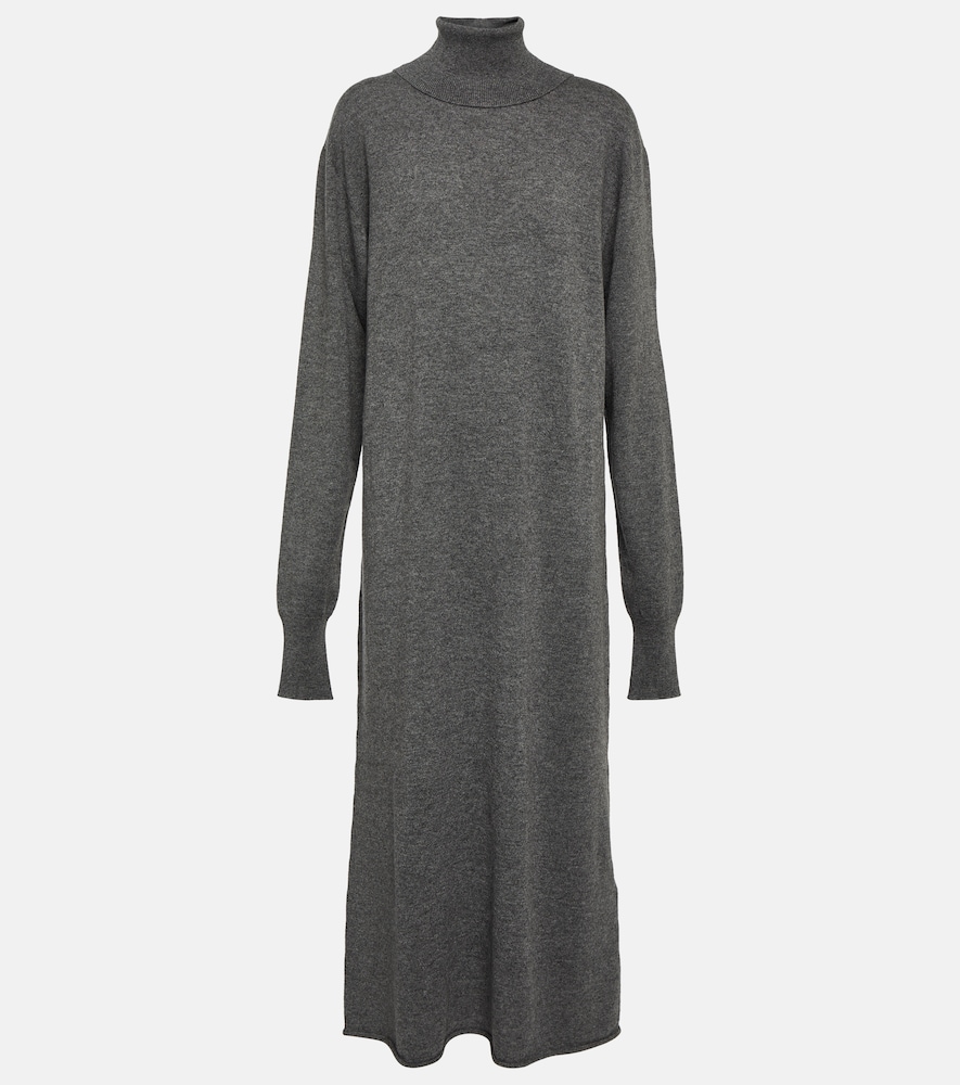 Cashmere turtleneck midi dress