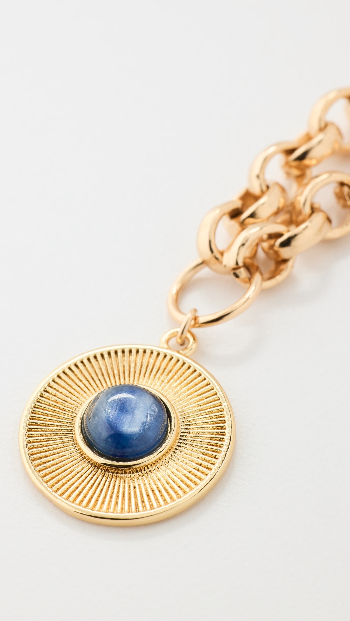Blue Tiger Eye Sunburst Necklace Yellow Gold One Size