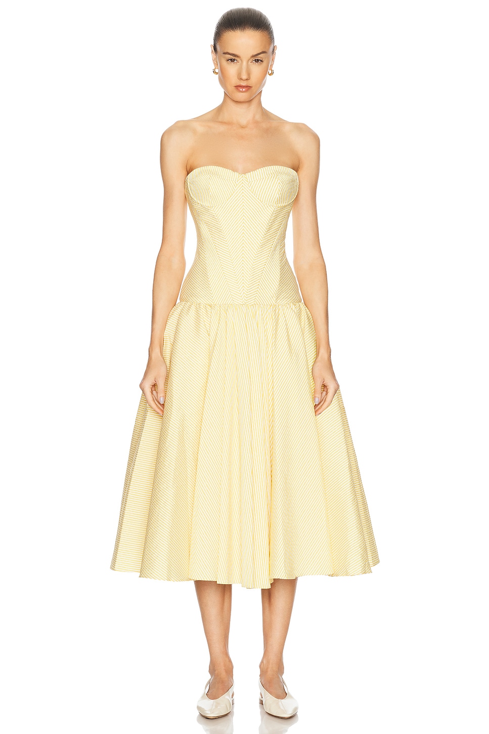 Alexis Summers Dress in Yellow Stripe - Yellow. M also in
