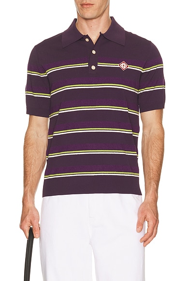 Casablanca Stripe Polo Shirt in Purple. XL/1X. Also in