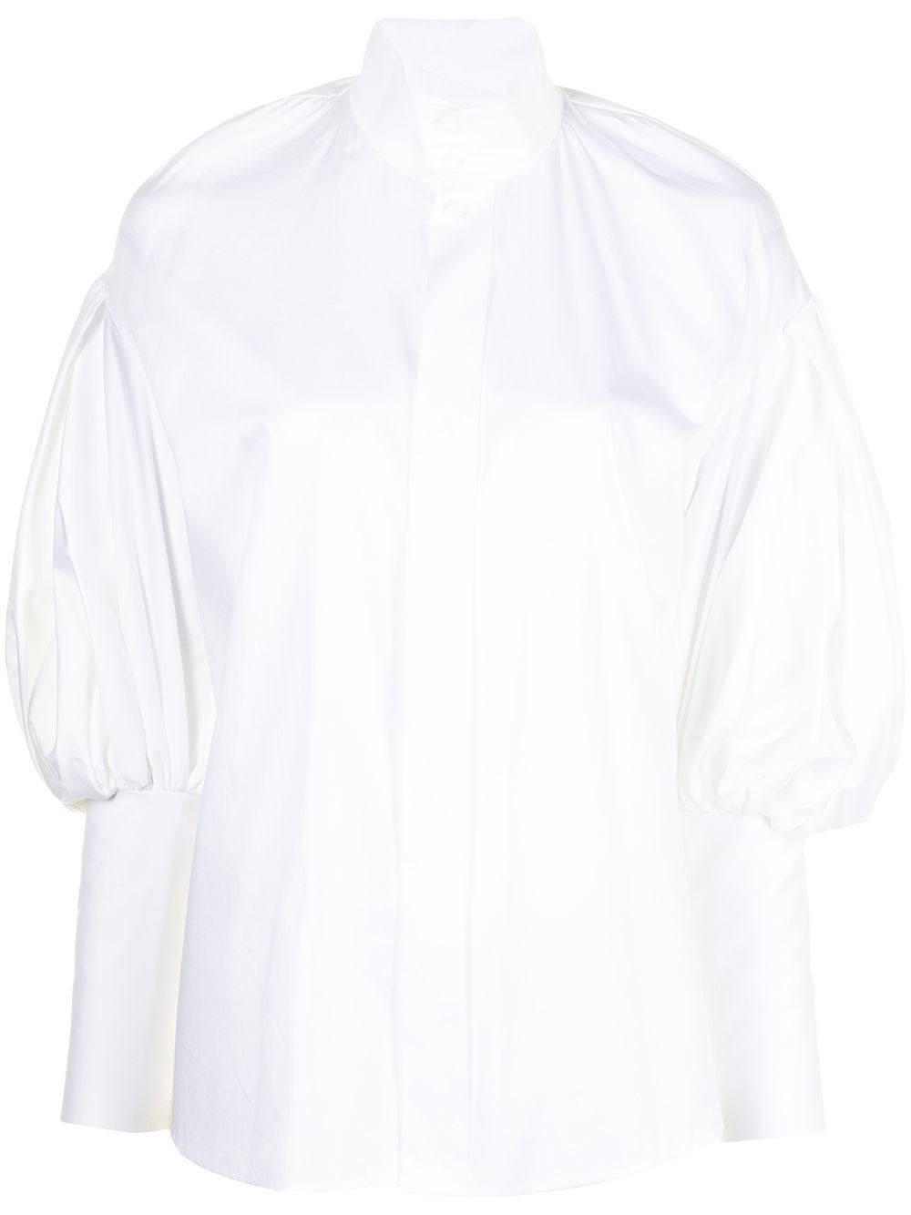 High-neck poet sleeve shirt - White