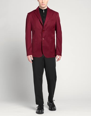 Man Blazer Burgundy Size 40 Polyester, Wool, Elastane