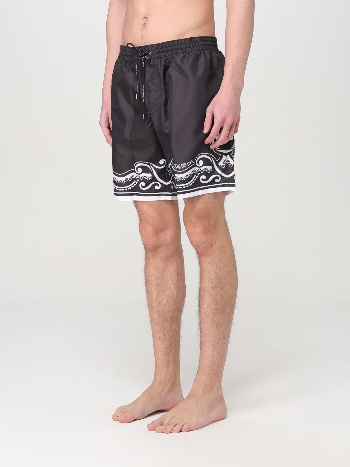 Bandanna-print mid-length swim shorts - Black
