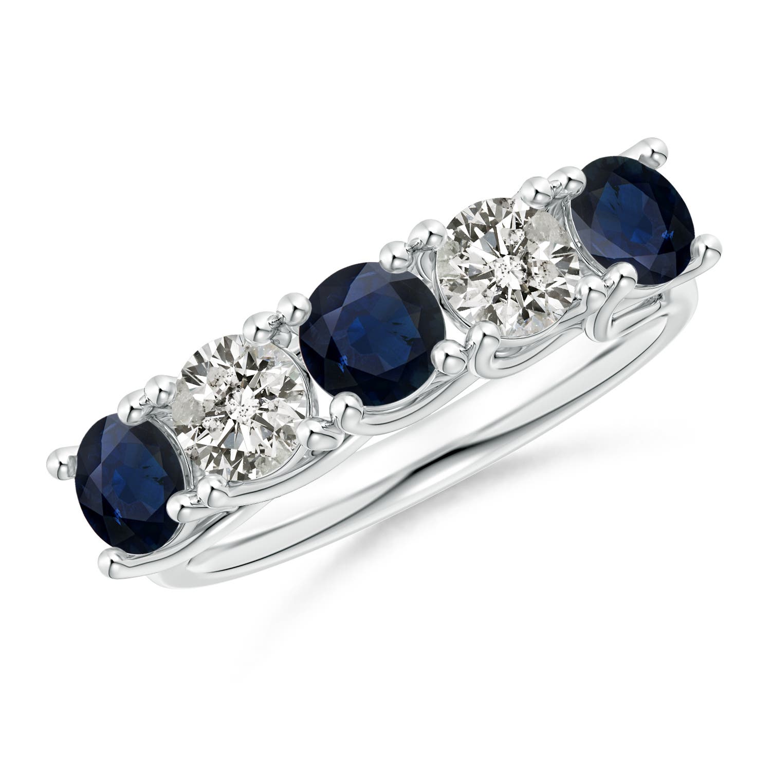 Angara 1.38 Carats Half Eternity Five Stone Sapphire and Diamond Wedding Band in Platinum