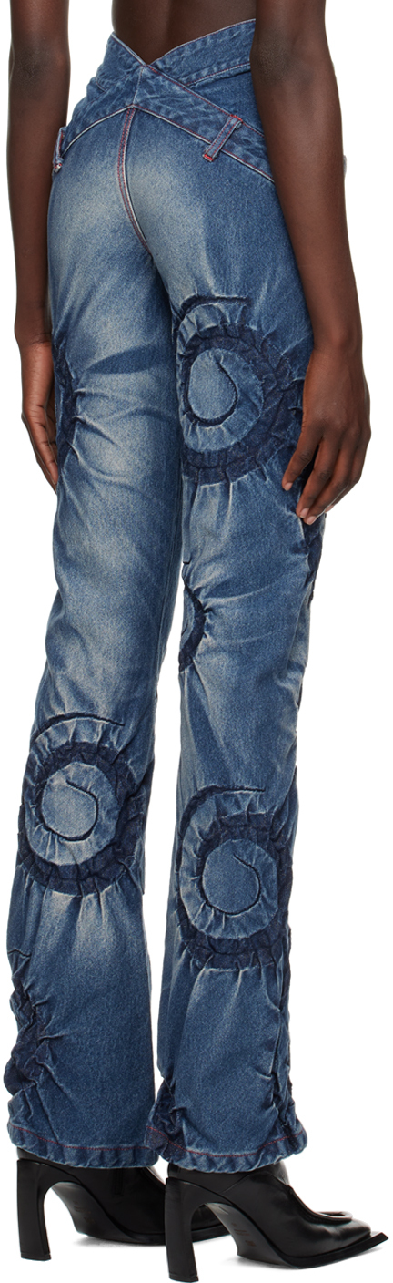 Blue flower denim jeans