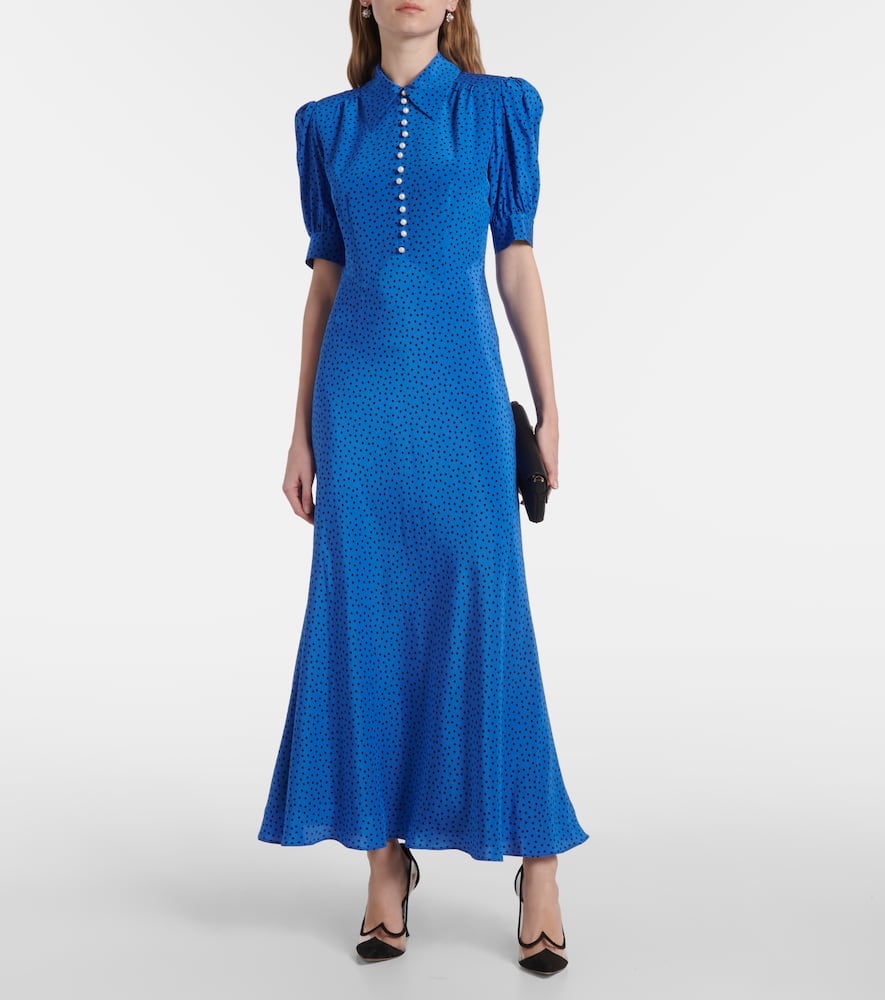 Polka-dot silk maxi dress