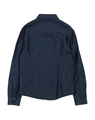 Bikkembergs Kid Boy Denim shirt Blue Size 16+ Cotton, Elastic fibres