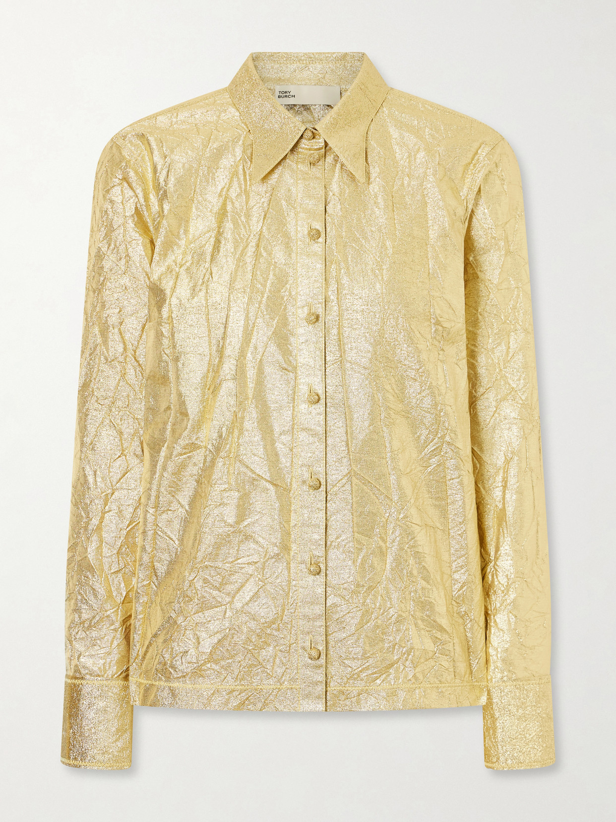Crinkled Metallic Silk-blend Shirt - Gold