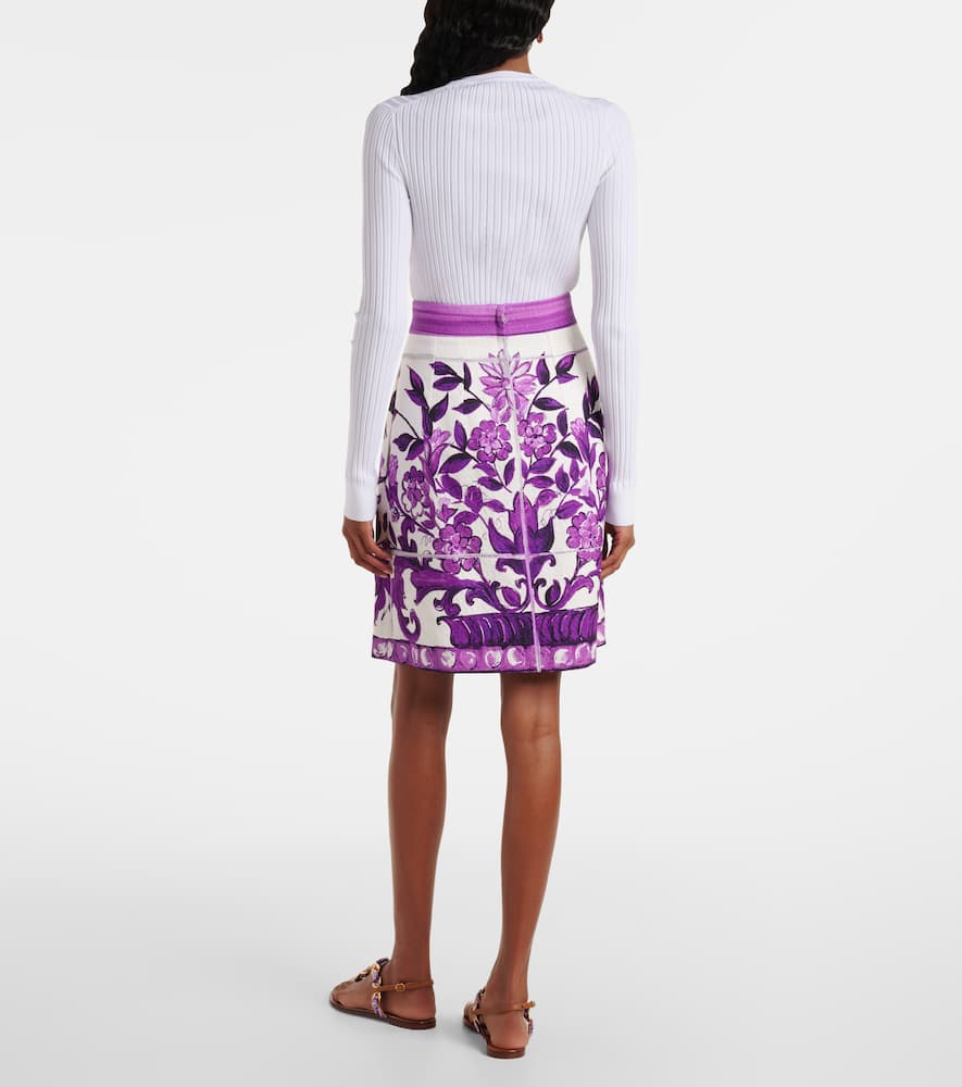 Majolica cotton and linen-blend miniskirt