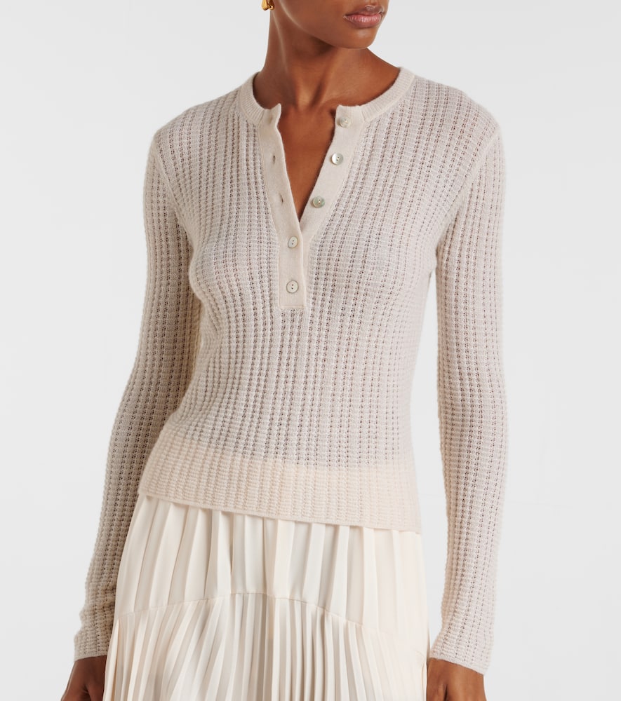 Ribbed-knit cashmere and silk Henley shirt
