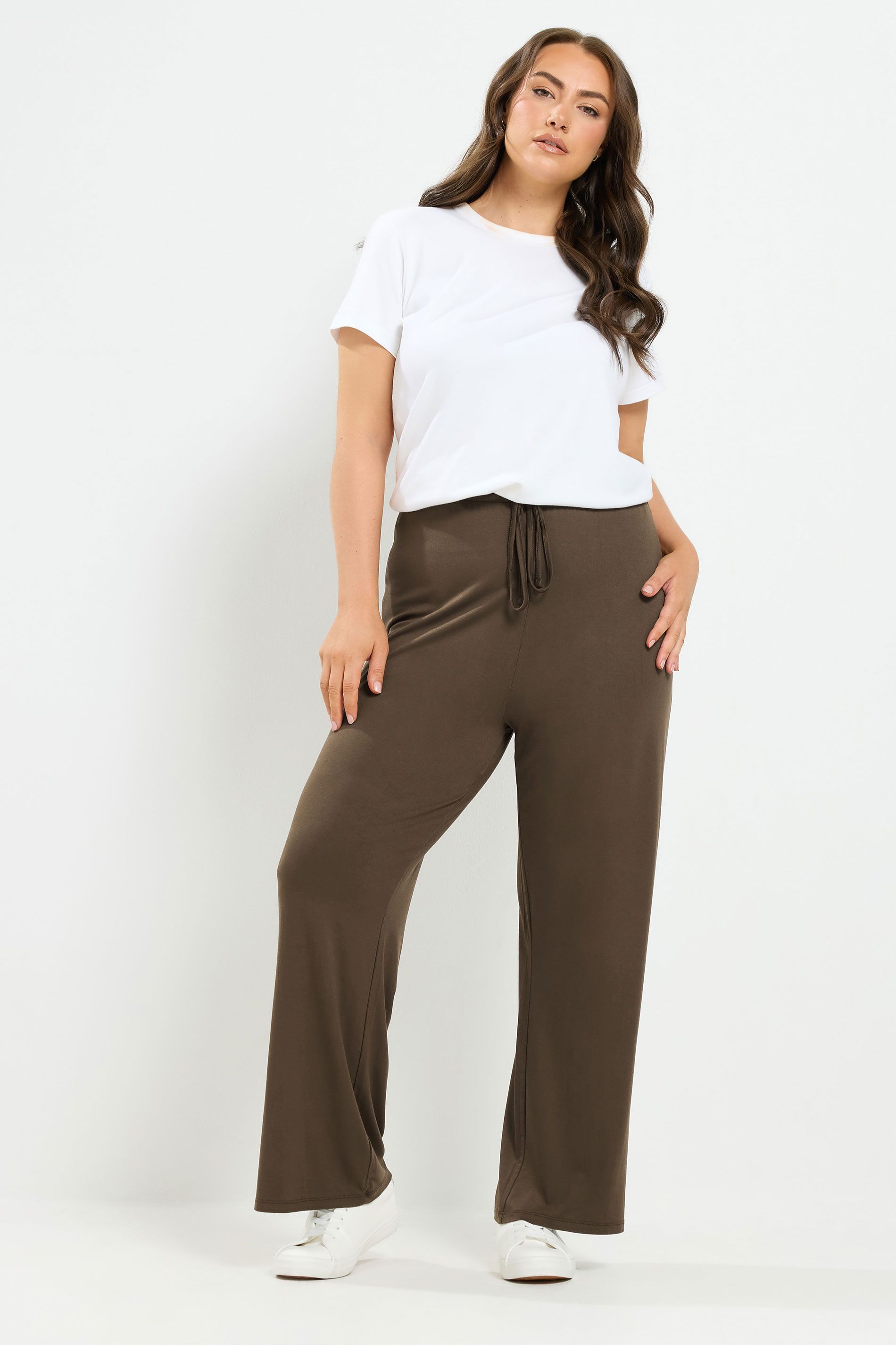 Yours Jersey Yoga Pants In Brown