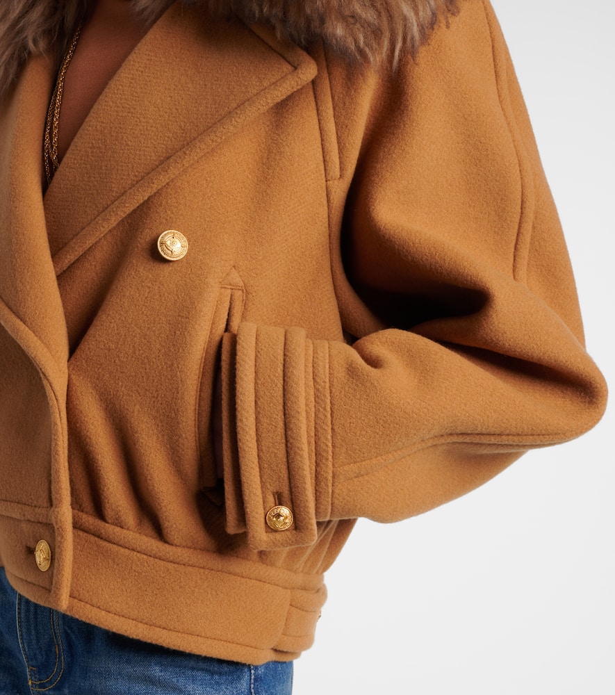 Chloé Cropped shearling-trimmed wool-blend coat