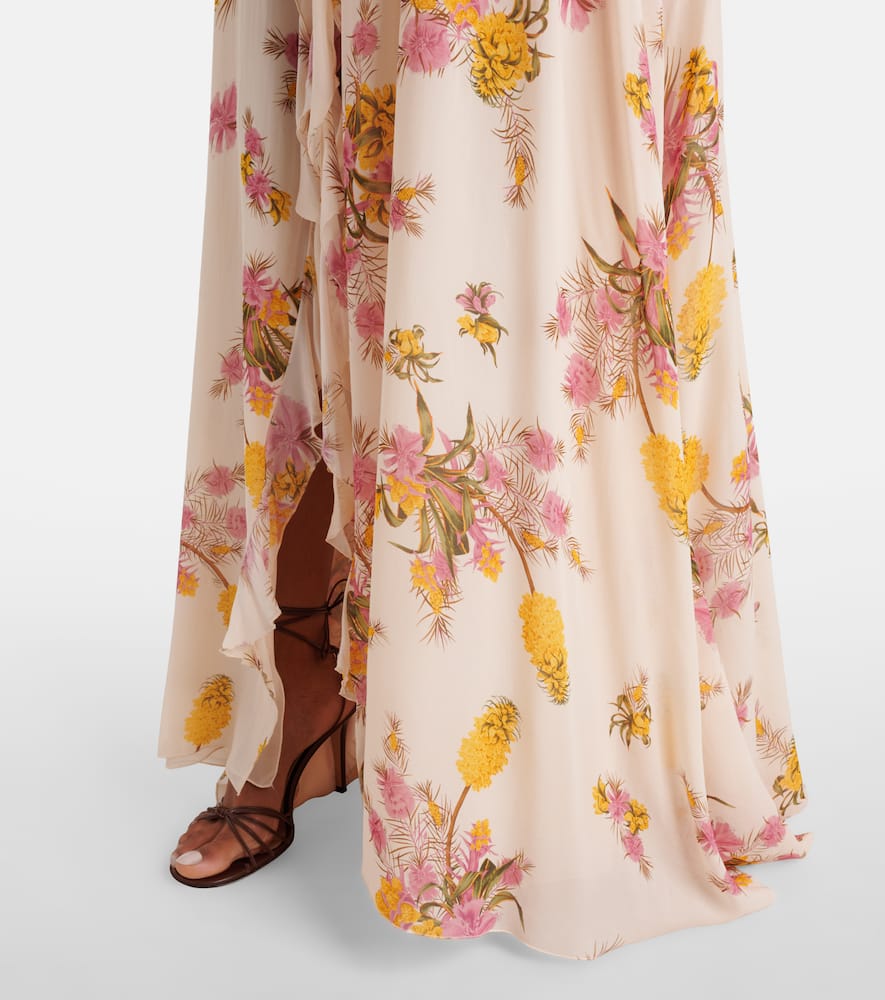 Floral ruffled georgette gown