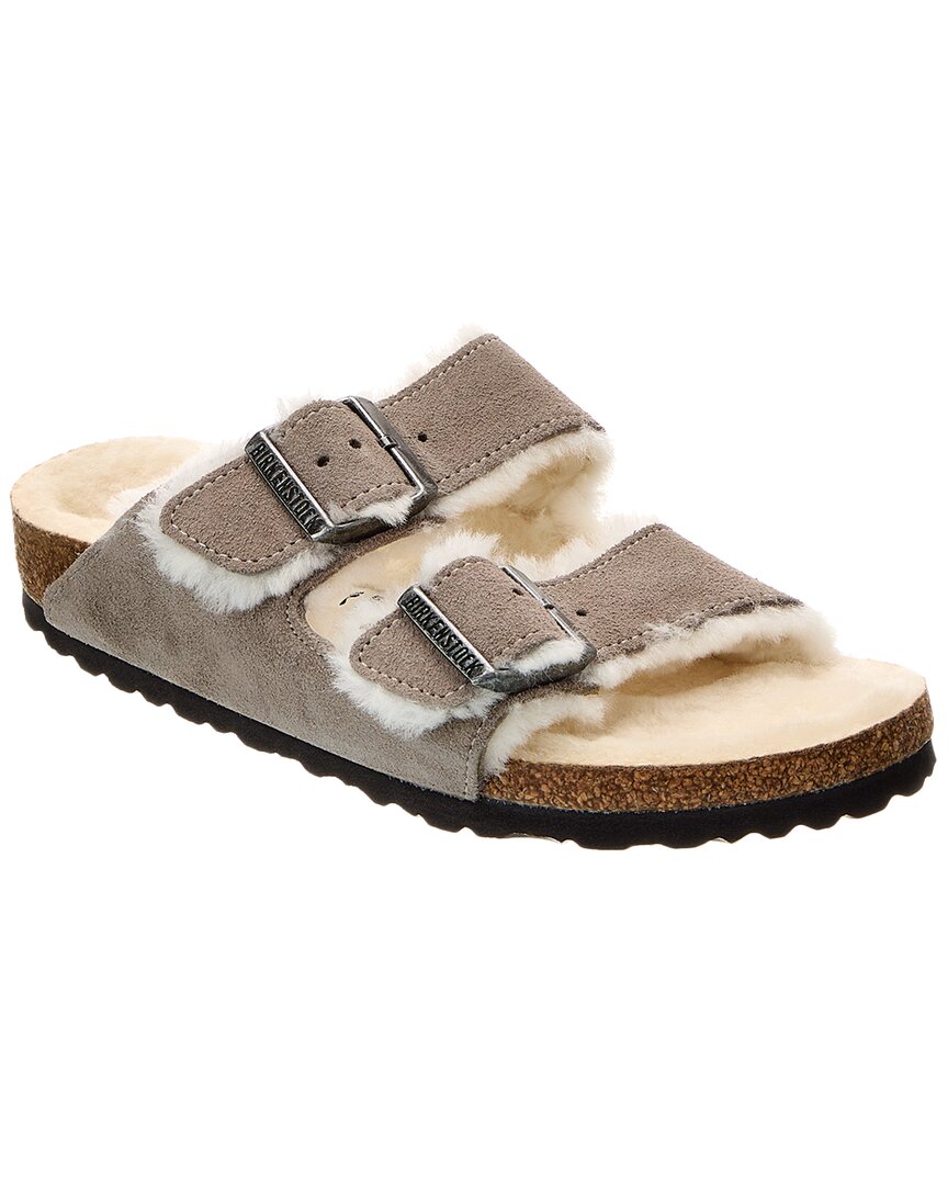 Arizona Narrow Suede & Shearling Sandal