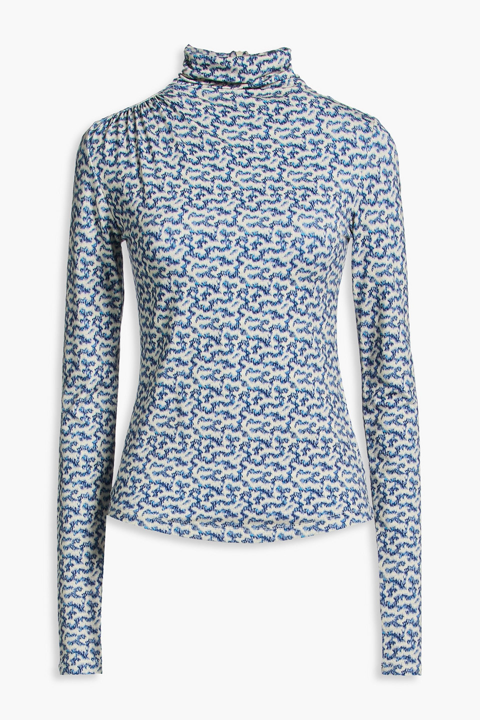 Lou printed jersey turtleneck top - Blue - FR 34