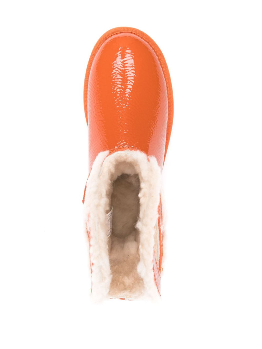 Orange Round Toe Ankle Boots