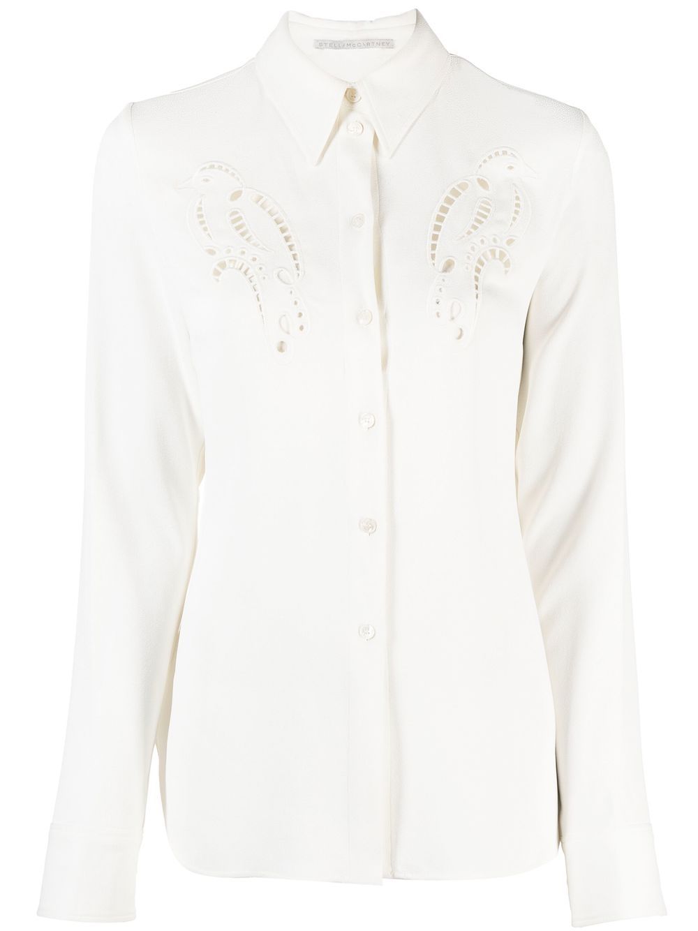 Bird-embroidered long-sleeve shirt - 1000 BLACK