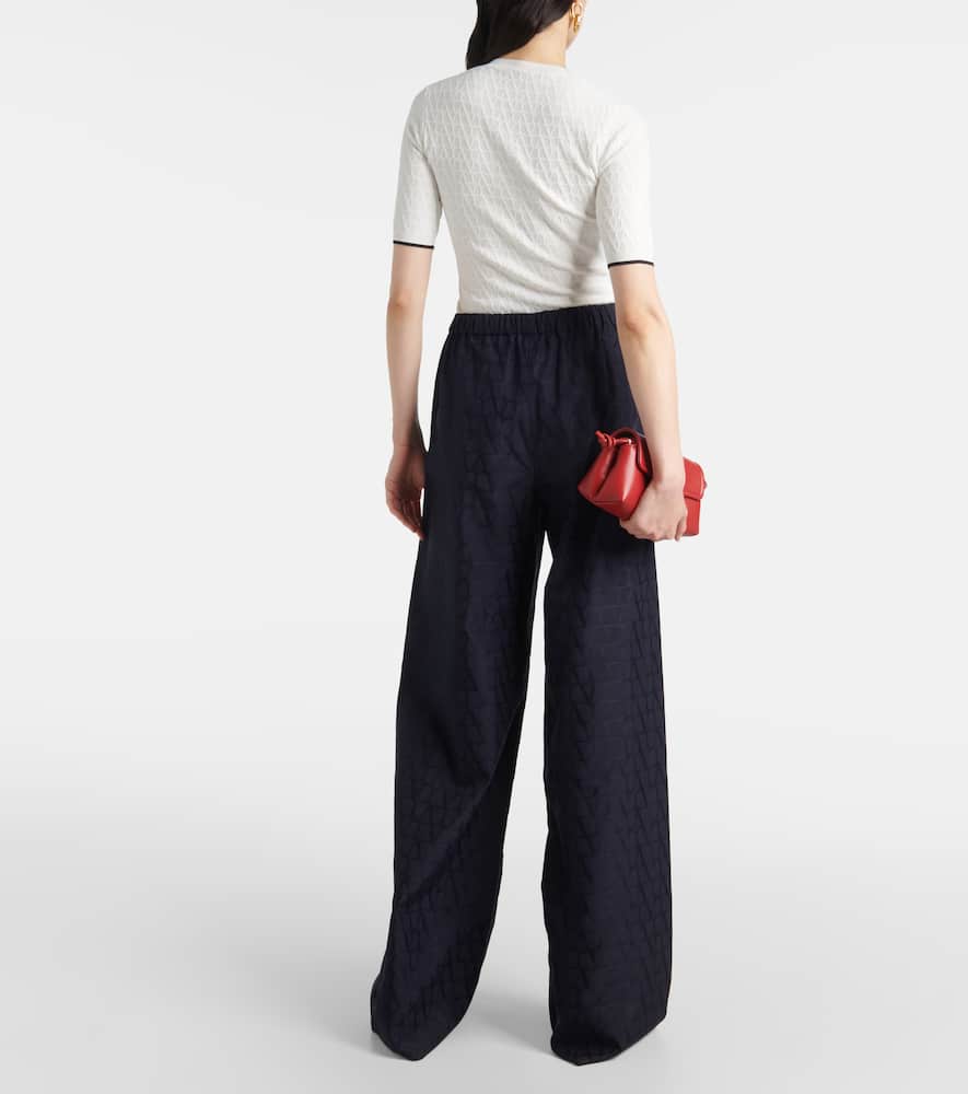 Cotton poplin wide-leg pants