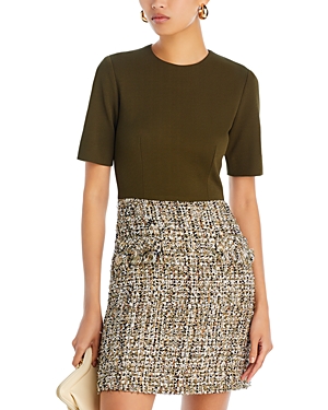 Textured Tweed Jersey Dress