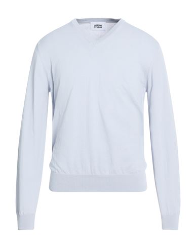 Man Sweater Sky blue Size 40 Cotton