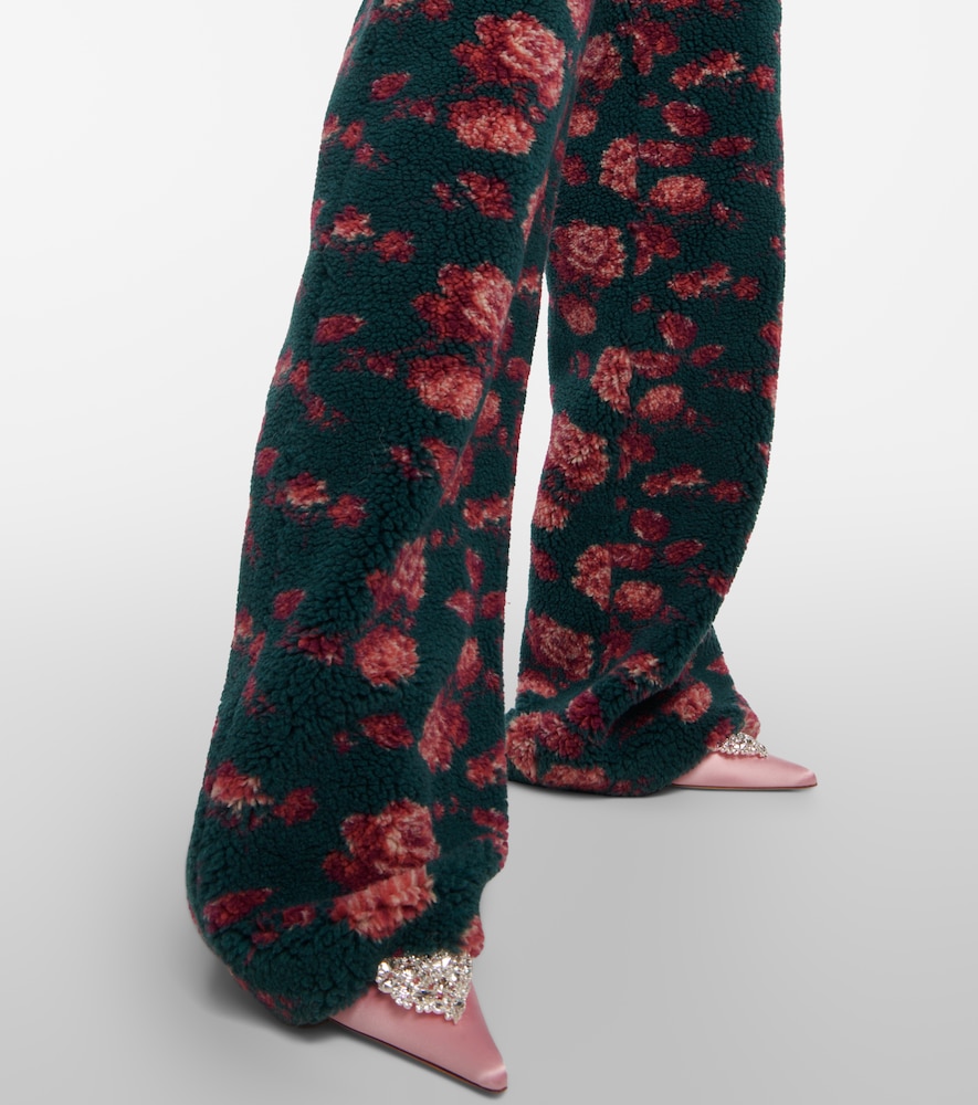 High-rise floral teddy straight pants