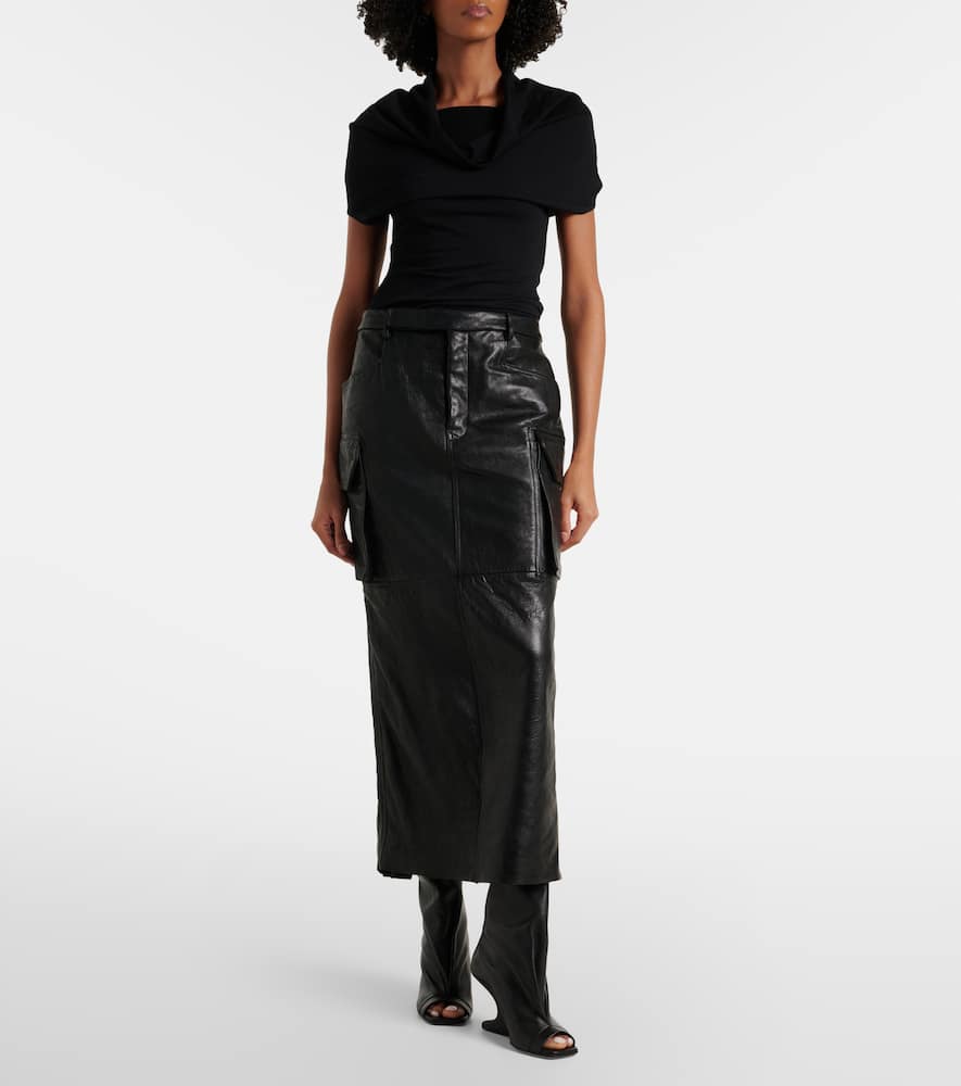 Firbanks leather midi skirt