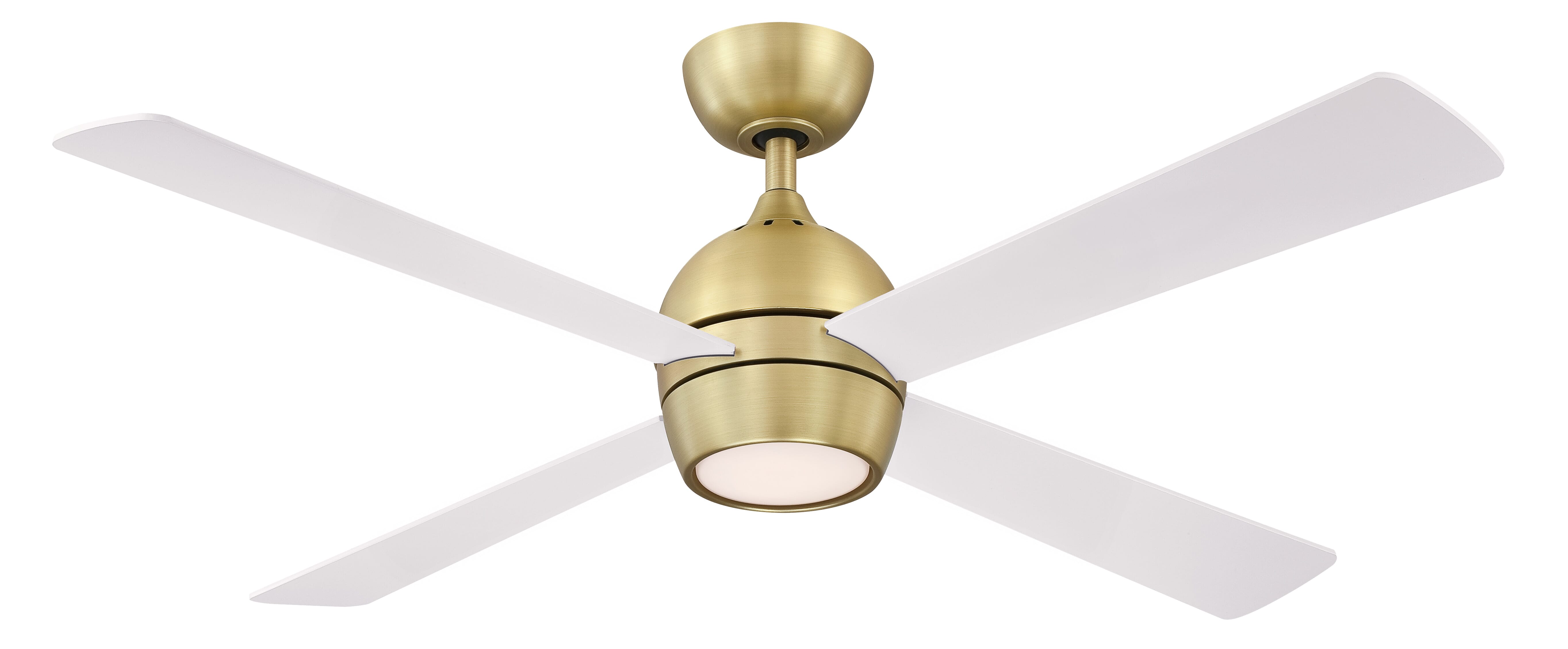 Fanimation Kwad 52" LED Indoor Ceiling Fan in Brushed Satin Brass with Opal Frosted Gla