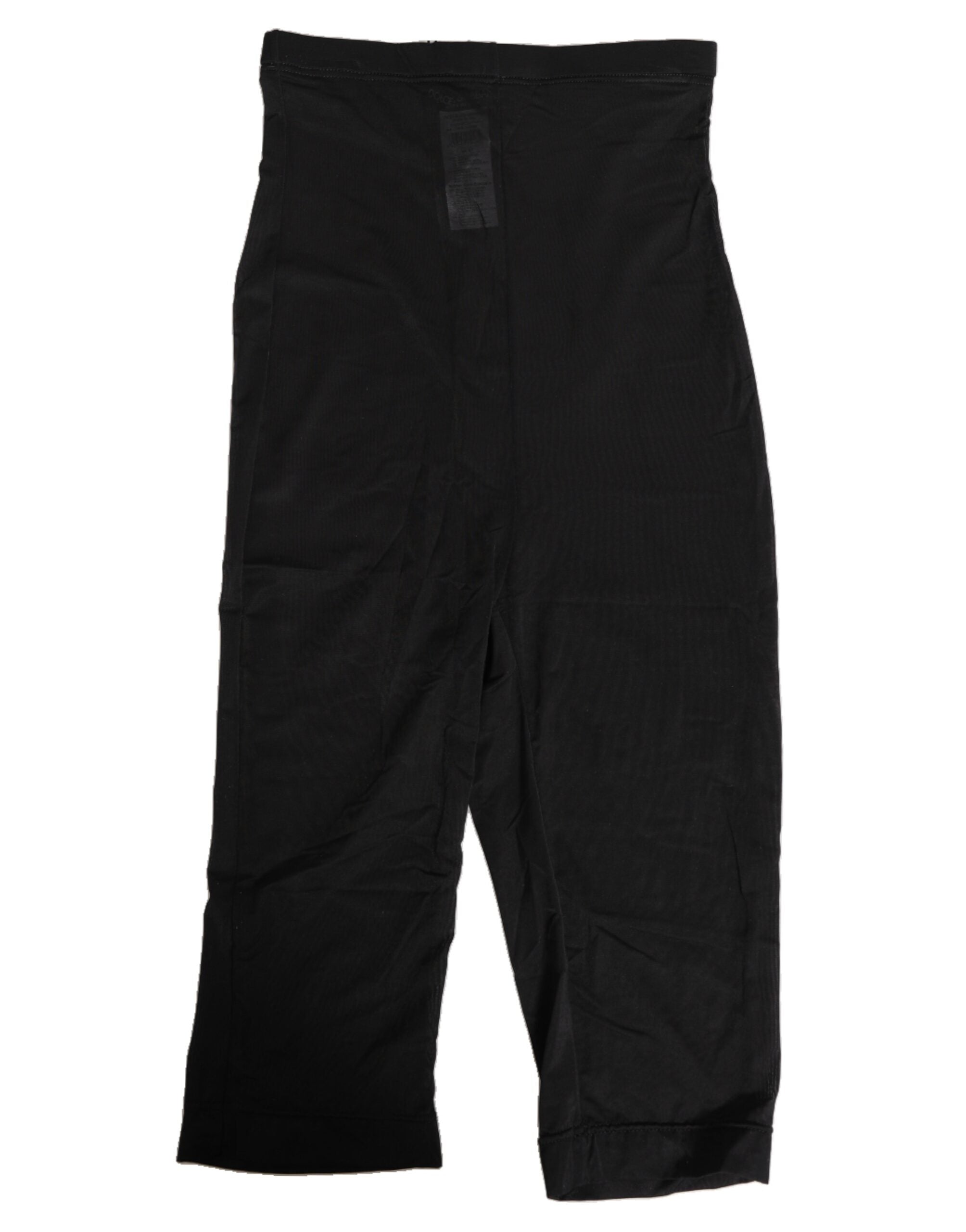 High-Waist Tight Midi Trousers — Black