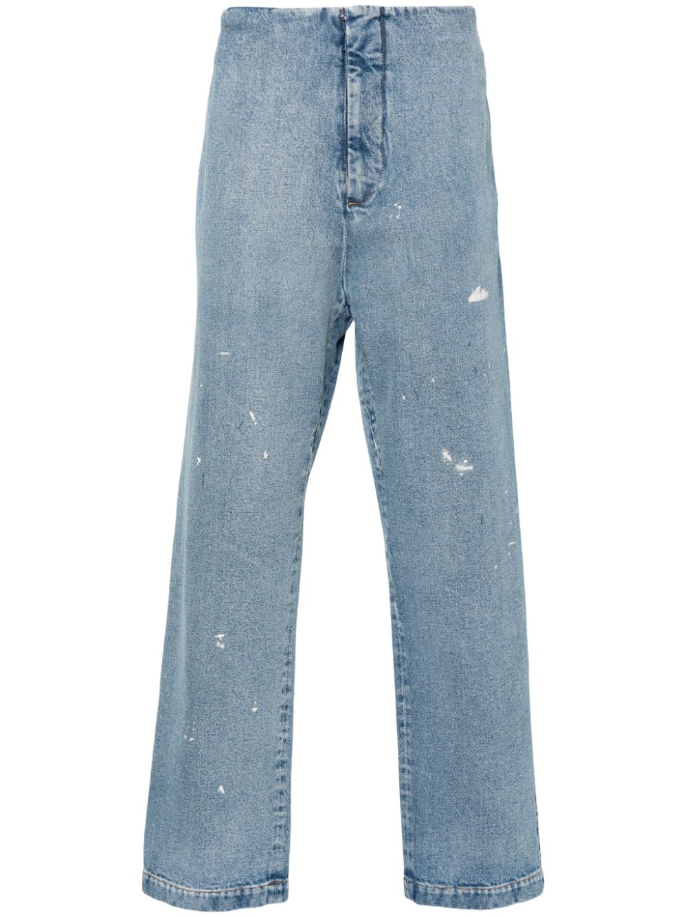 Paint-splatter straight-leg jeans - Blue