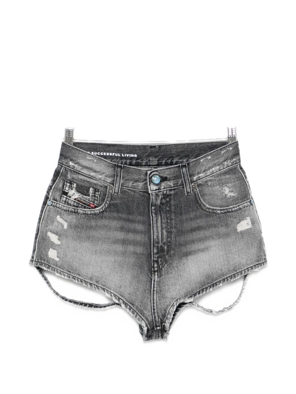 Distressed effect Denim cotton shorts