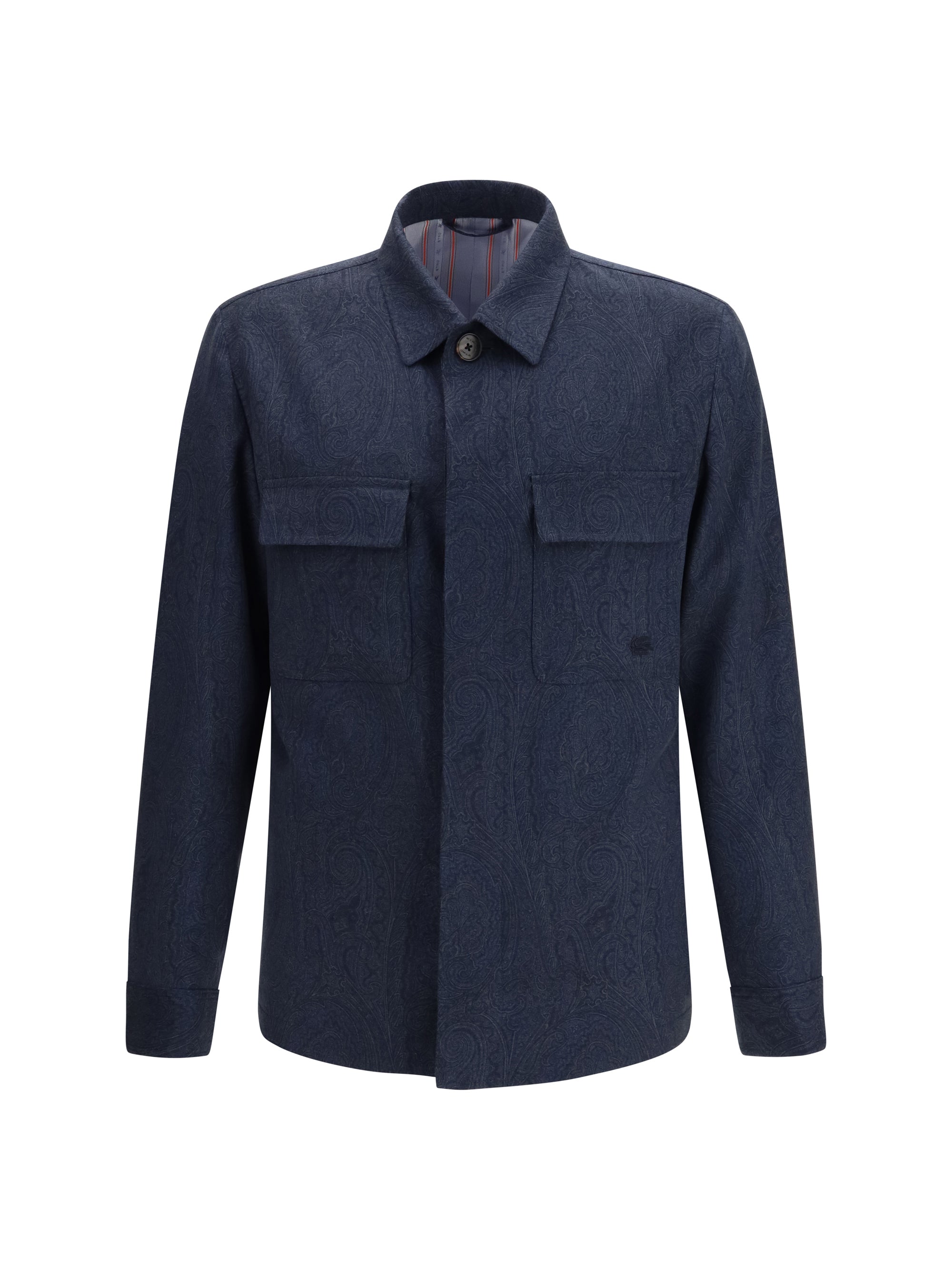 Pure Wool Paisley Jacket — Navy