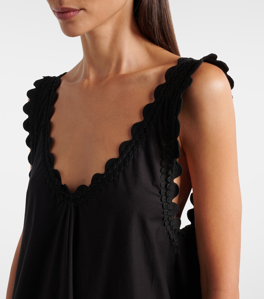 Embroidered scalloped cotton poplin midi dress