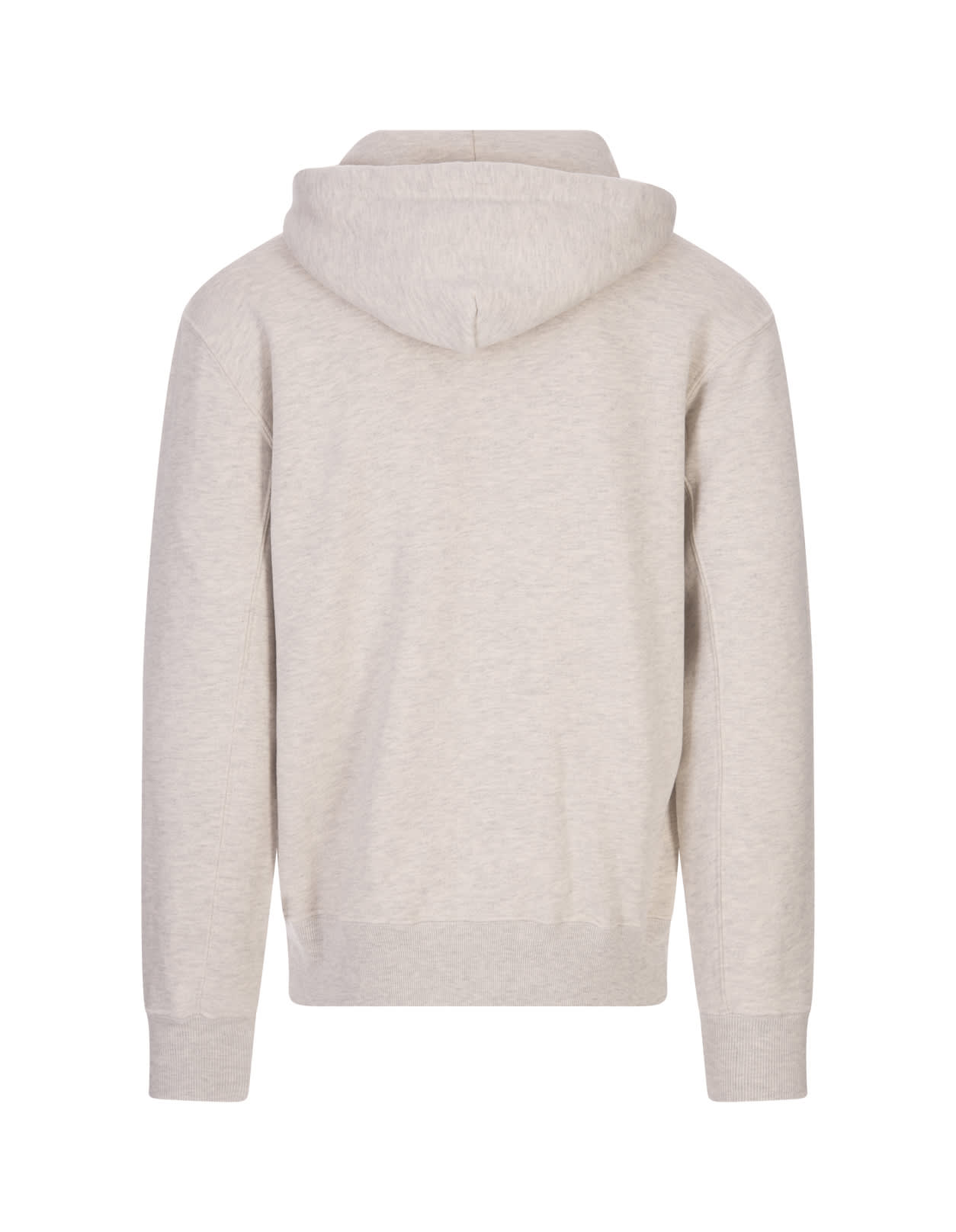 Mélange-effect cotton hoodie - Neutrals