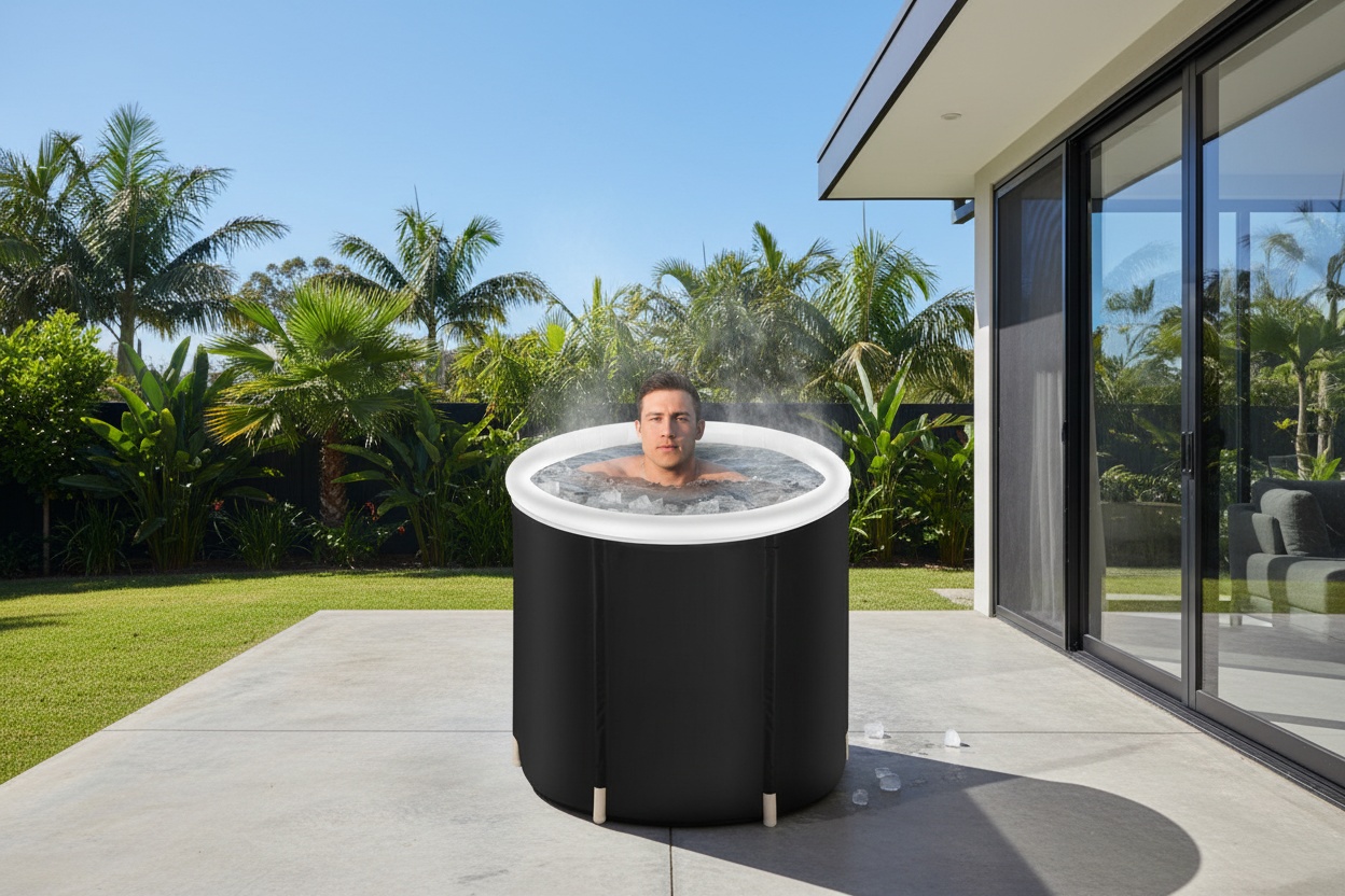 Large Portable Ice Bath Tub - Cold Water Therapy Recovery Pool, Durable PVC, Quick-Drain, Collapsible, , Indoor/Outdoor | Wowcher