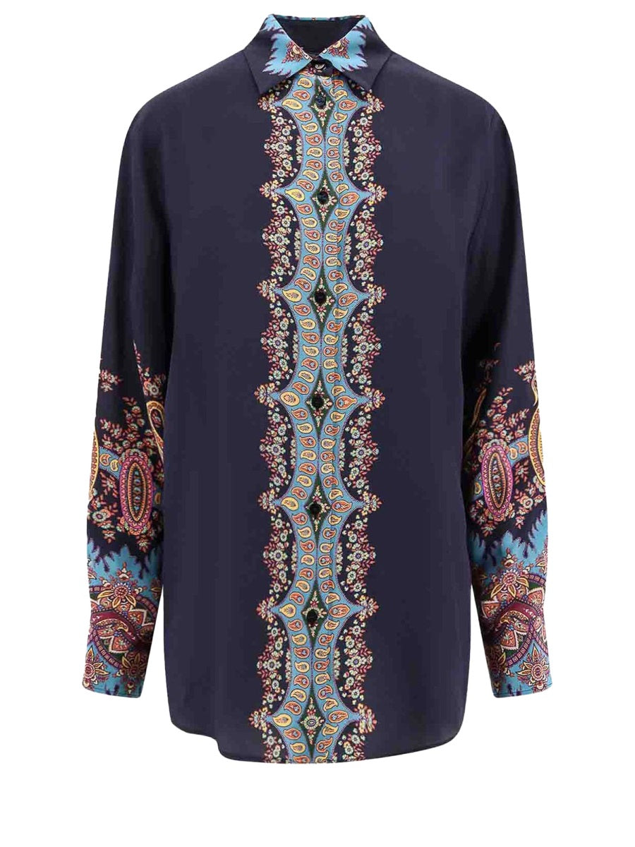 Silk Shirt with Placed Print